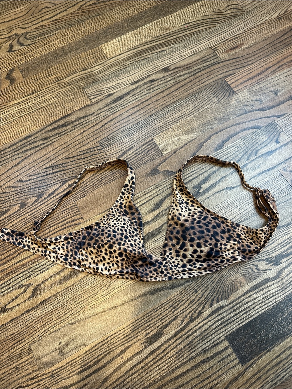 aerie Leopard Print Triangle Bikini Top - Brown Black